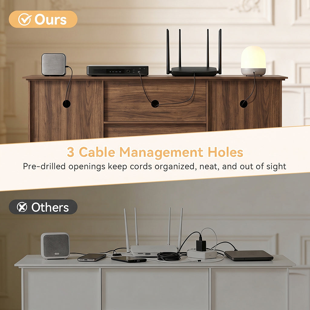 COMHOMA® 71" TV Stand for up to 80 Inch TV, Modern Farmhouse Entertainment Center with Open Storage Shelves and Cable Management Holes for Living Room H1004