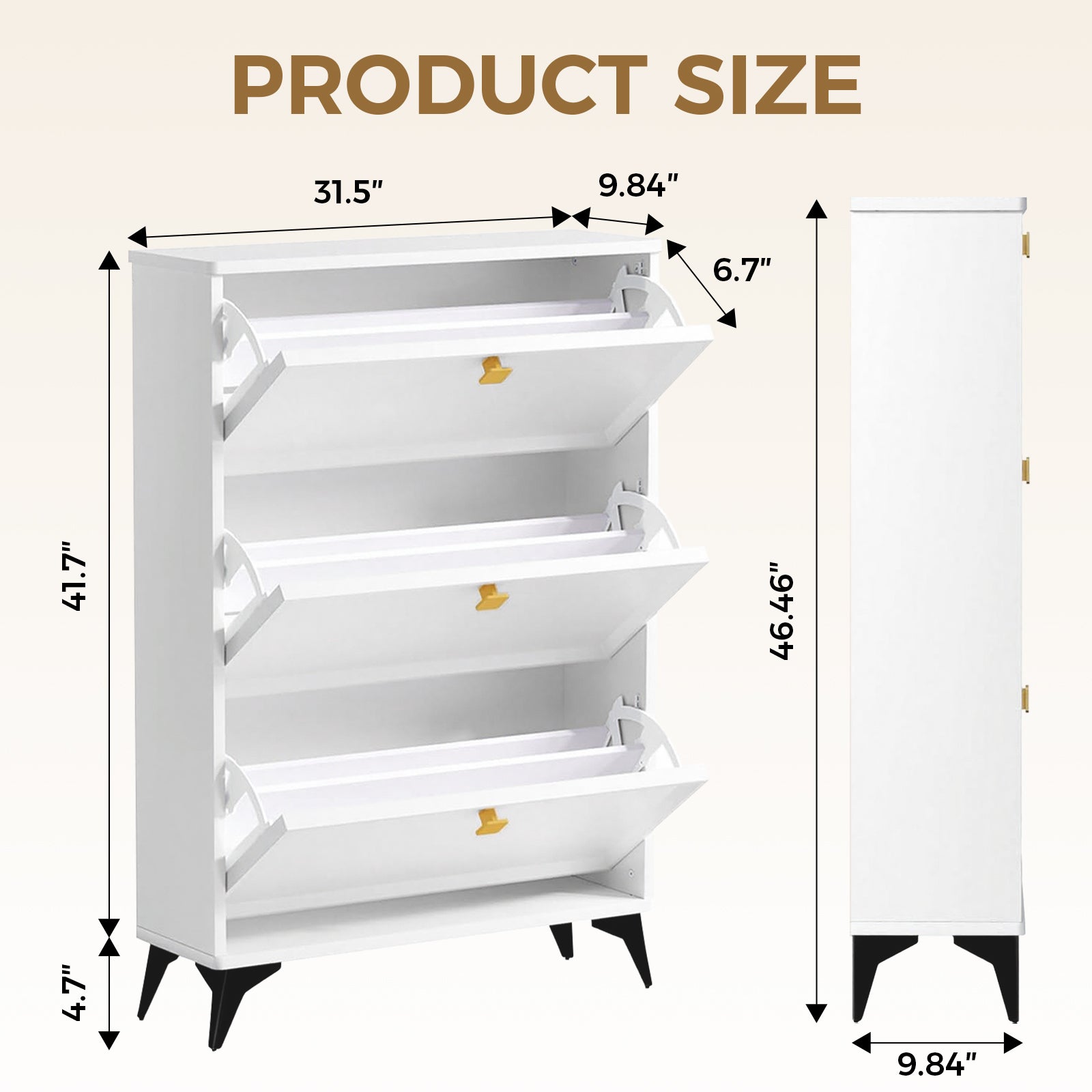 COMHOMA Shoe Storage Cabinet with 3  Flip Drawers