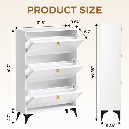 COMHOMA Shoe Storage Cabinet with 3  Flip Drawers
