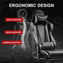 GTPLAYER Gaming Chair with Footrest, Swivel Rocker with Headrest and Lumbar Support GT002NAF