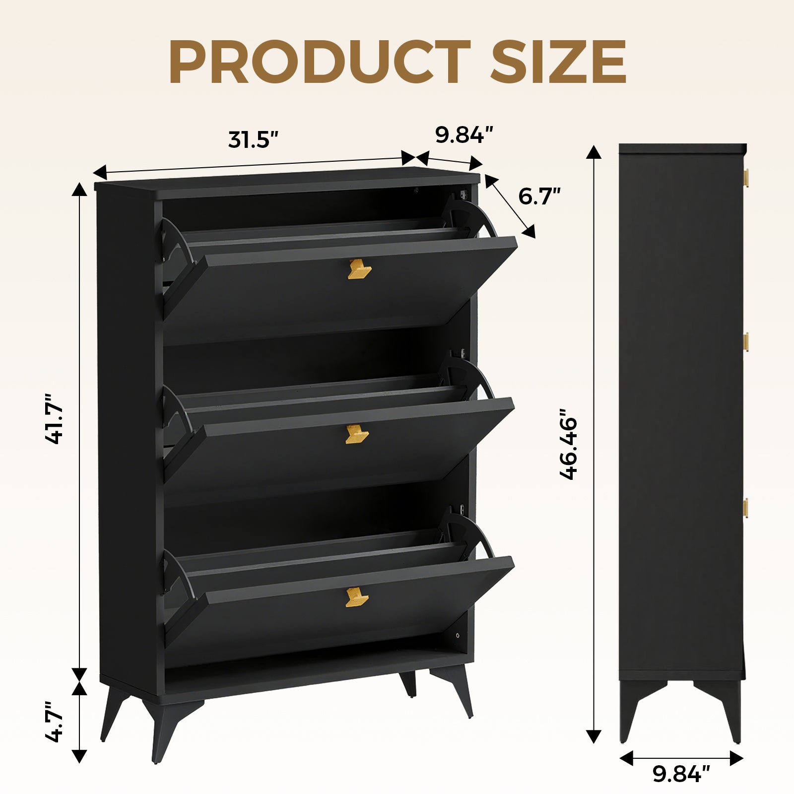 COMHOMA Shoe Storage Cabinet with 3  Flip Drawers