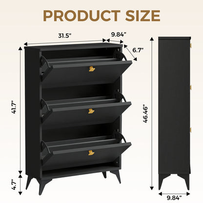 COMHOMA Shoe Storage Cabinet with 3  Flip Drawers