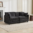 Cloud Sofa LoveSeat (Ottoman is not included), Modern Sectional Couch, for Living Room Bedroom and Apartment, Comfy Double Layer Upholstered Seat Cushion, Breathable Chenille Fabric, Black,SW5012BK