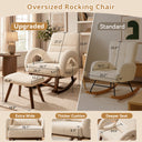 COMHOMA Teddy Fabric Rocking Chair Nursery with Ottoman & Lumber Pillow H007