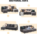 COMHOMA L/U Shaped Convertible Sectional Sofa with Big Storage HS301