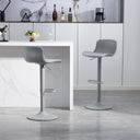 Bar Stools Set of 2 – Modern PU Leather Counter Height Barstools with Back, Height Adjustable Swivel Kitchen Island Chairs, Armless, Large Base-Gray