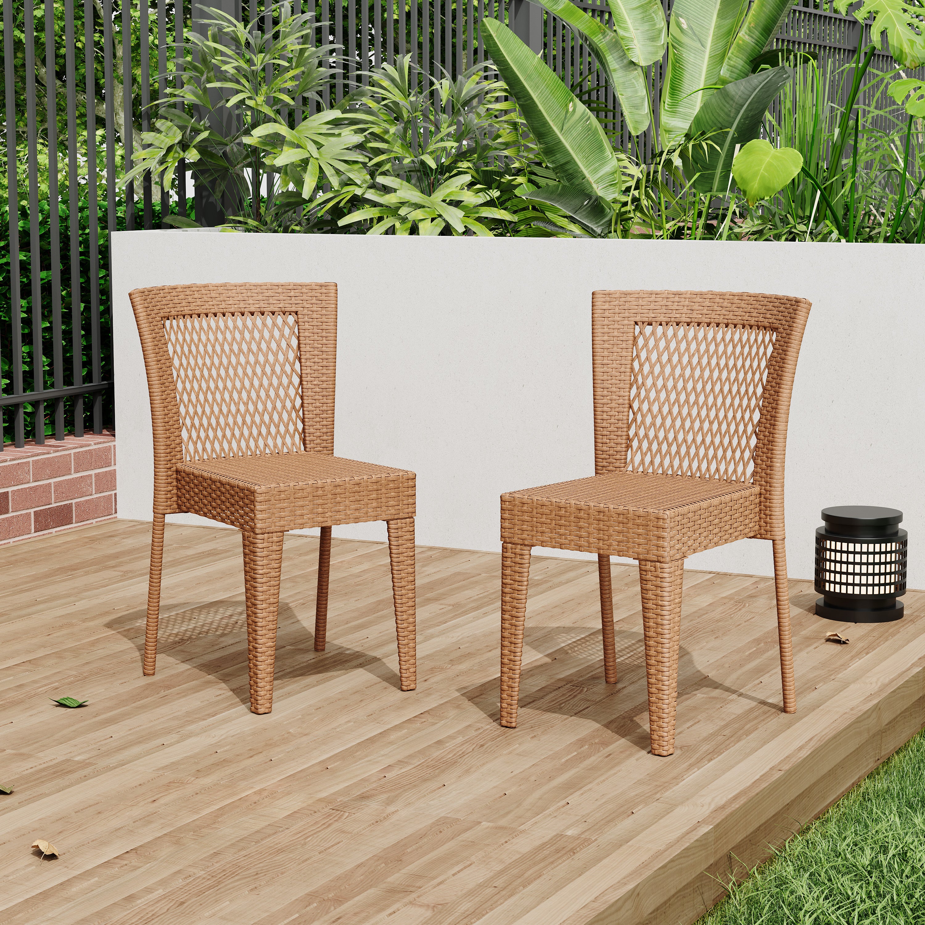 FARLEY STACKING SIDECHAIR,Set of 2,KD,Light Brown