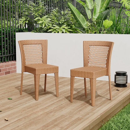 FARLEY STACKING SIDECHAIR,Set of 2,KD,Light Brown