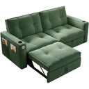 SOMNUS Modern Green Corduroy 2-in-1 Convertible Sofa Bed for Living Rooms, Bedrooms, and Small Spaces