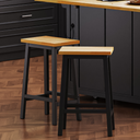 K&K Solid Wood Bar Stools (Not Cheap Iron), 25.6' Tall Set of 2 Bar Chairs, Kitchen Counter Stools with Footrests, Farmhouse Stools for Dining Room, Kitchen, Counter, Black