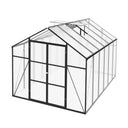 Newly Design Greenhouse 8x12 FT Polycarbonate Greenhouse with Raised Base and Anchor Aluminum Frame in Black for Outdoor Backyard All Season Use