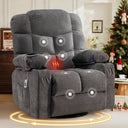 Oversized Massage Swivel Recliner Chair with Lumbar Heating for Living Room Rocker Recliner with Cup Holders and USB Charge Port, for Adult