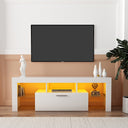 Fashion TV stand TV cabinet,Entertainment Center,TV station TV console,media console,with LED light belt,light belt remote control,toughened glass shelf,metal handle,Can be placed in the living room,bedroom,white