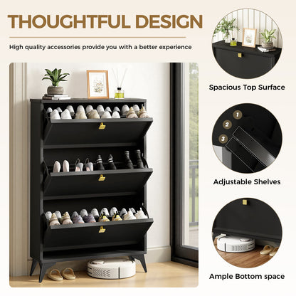 COMHOMA Shoe Storage Cabinet with 3  Flip Drawers