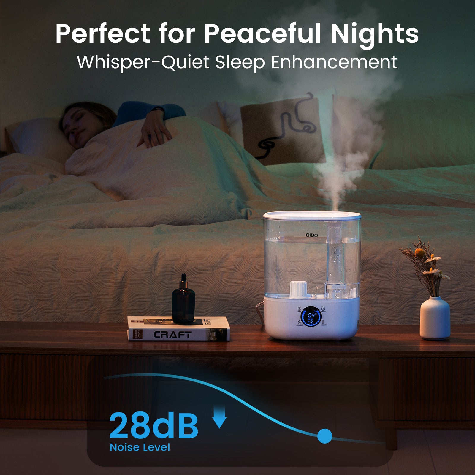 LUCKLIFE Smart Humidifiers for Bedroom,5L Top Fill Cool Mist & 36H Runtime Ultrasonic Humidifier,Quiet 28dB Essential Oil Diffuser for Baby & Plants, EH02