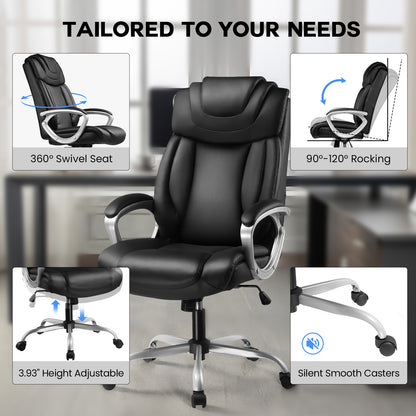 COMHOMA PU Leather Adjustable Office Chair with Headrest & Lumbar Support CH158