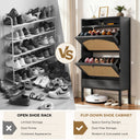 Shoe Storage Cabinet with 2 Flip Drawers & Charging Station