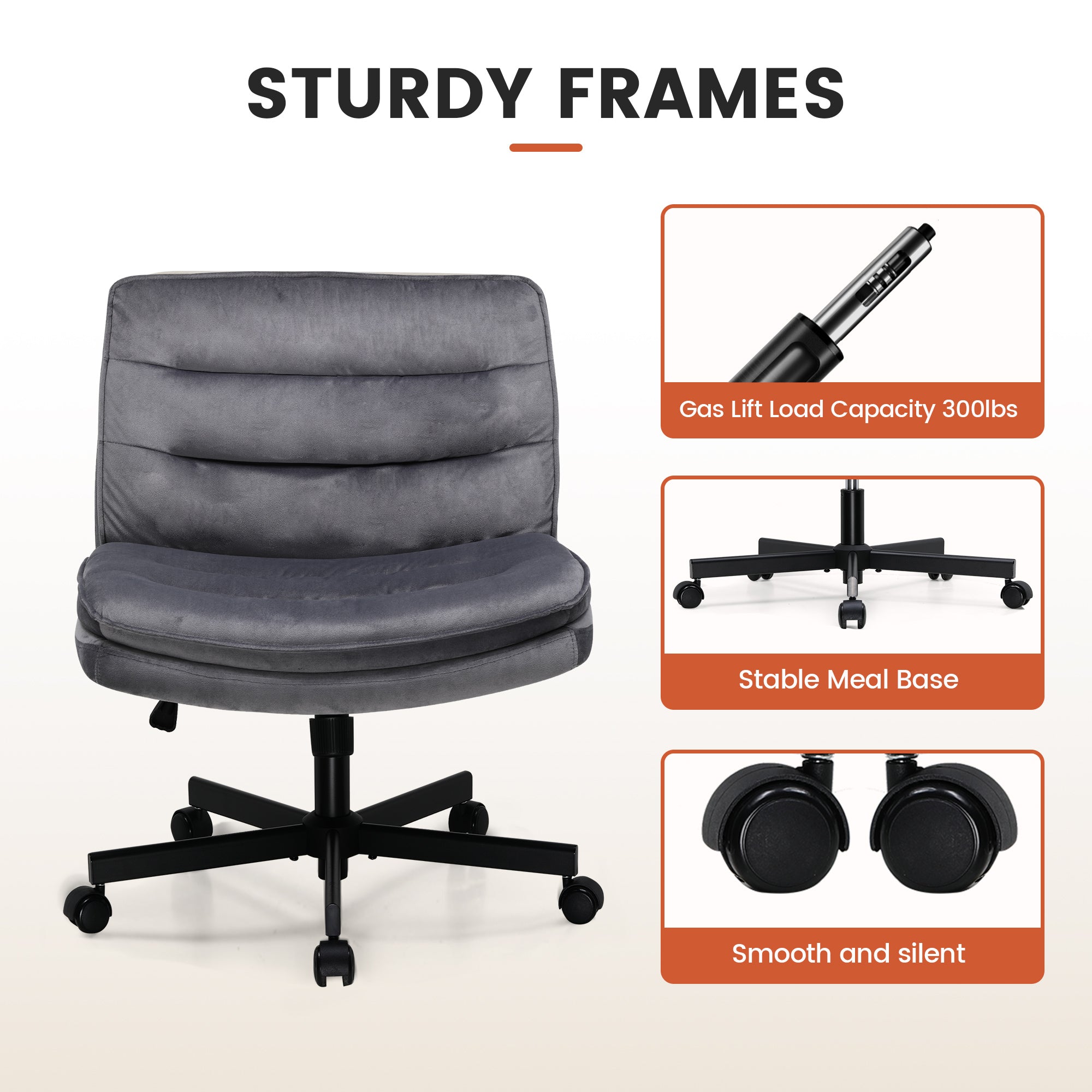 COMHOMA Armless Adjustable Criss Cross Vanity Computer Chair CH310