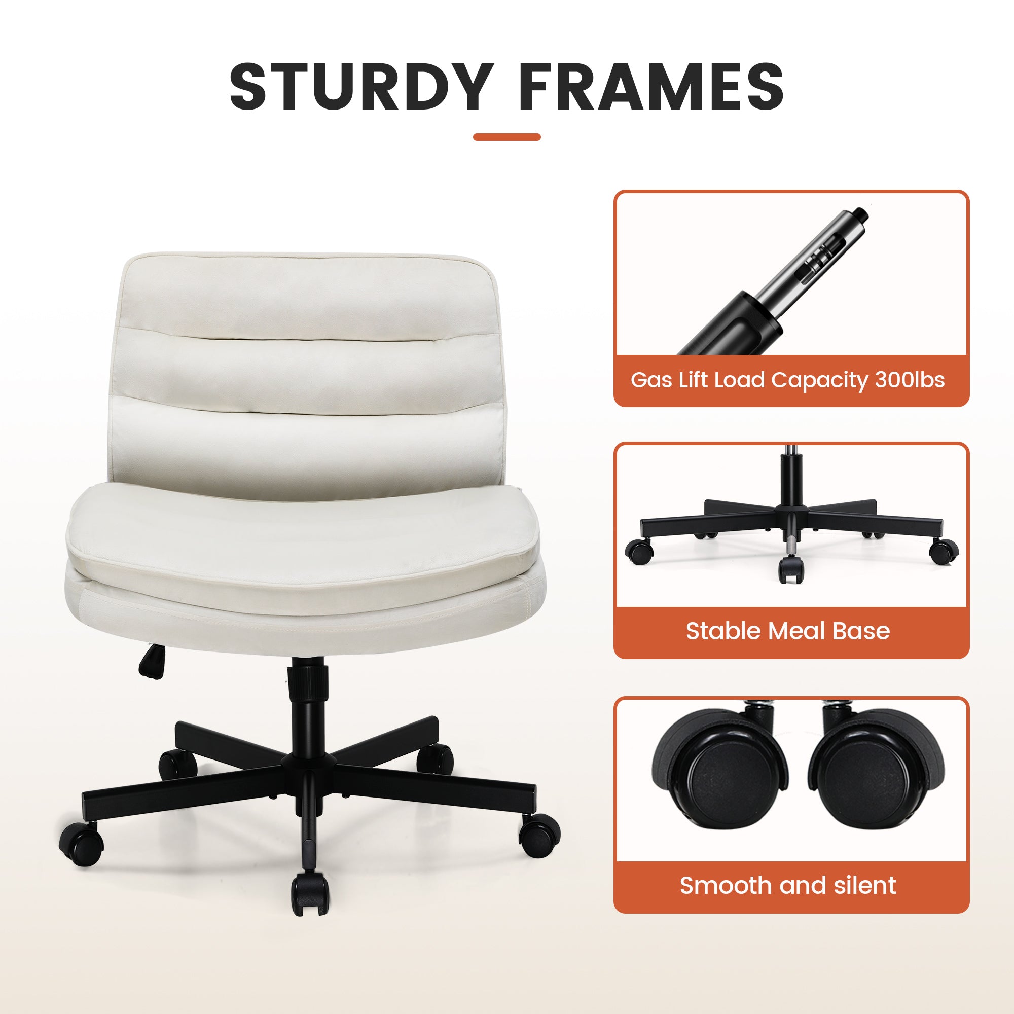 COMHOMA Armless Adjustable Criss Cross Vanity Computer Chair CH310