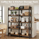 COMHOMA 5-Tier/6-Tier Corner Bookshelf, L-Shaped Metal Frame Shelf with Tall 14" Shelves HBOK1