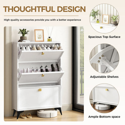 COMHOMA Shoe Storage Cabinet with 3  Flip Drawers