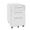 3-Drawer Wide Mobile File Cabinet with Lock, All-Steel Metal Storage Cabinet on Casters, White, Fully Assembled, Holds A4/Letter Files, 110lbs/Drawer