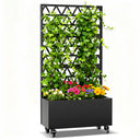 Metal Planter Box with Trellis Raised Garden Bed - 72.05'x35.83'x16.14', Trellis Privacy Screen for Climbing Plants, Vegetables, Vines(Assembly Required)