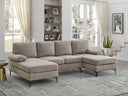 Polyester Blend Upholstered U-Shape Sectional with Metal Legs