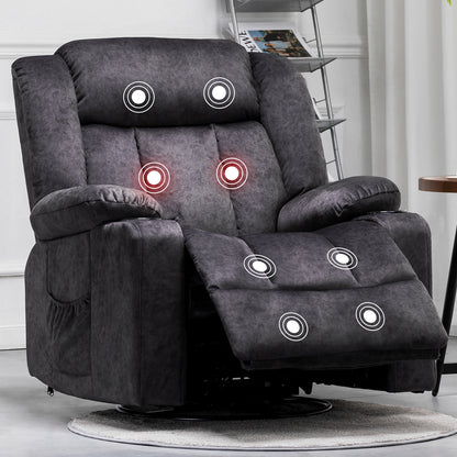 COMHOMA Recliner with Swivel, Massage & Heat H1148