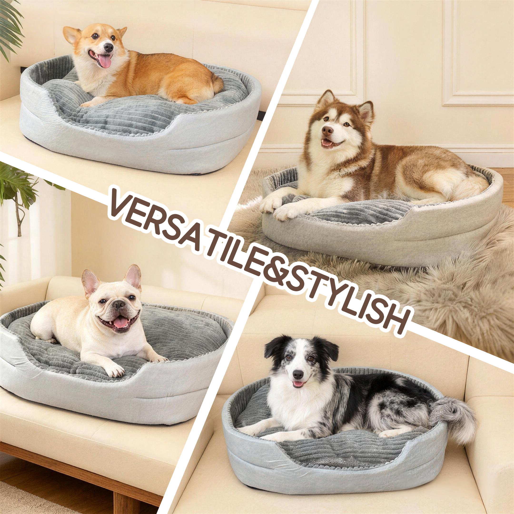 Comhoma Dog & Cat Bed DX-QC-DH, Washable Granular Sponge Cuddler Pet Bed Non-Slip Bottom Nest Bed for Small Medium Large Dogs and Cats