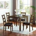 Transitional Style 5pc Dining Table Set 1x Dining Table 4x Chairs Padded seat Wooden Top Table Walnut And Dark Brown Finish