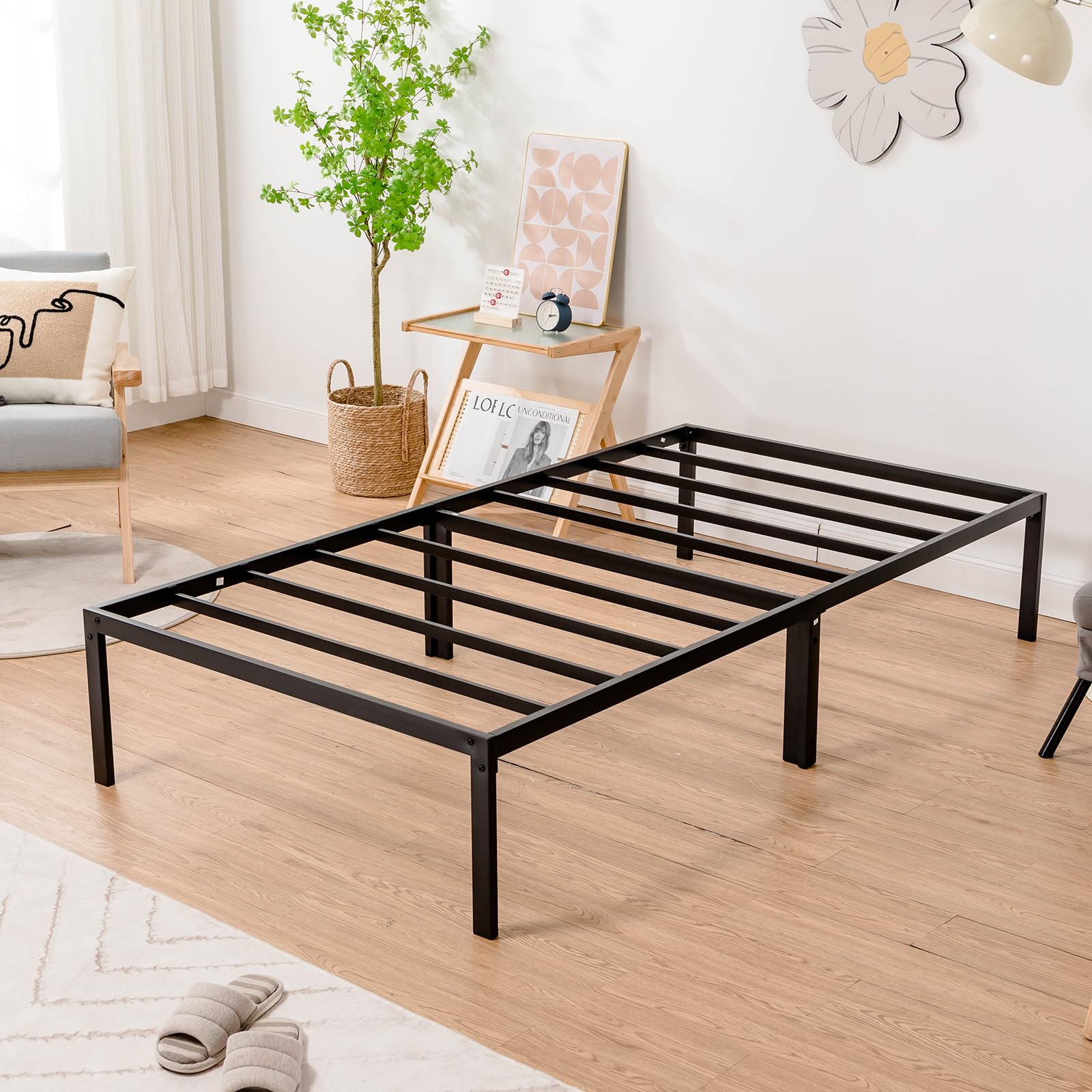 COMHOMA Metal Bed Frame with Storage Space B007