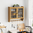 24.8''Glass Door Vintage Double Door Wall Cabinet With Three Tiers of Storage With Towel Rack,for Bathroom, Kitchen,,Dining Room,Natural