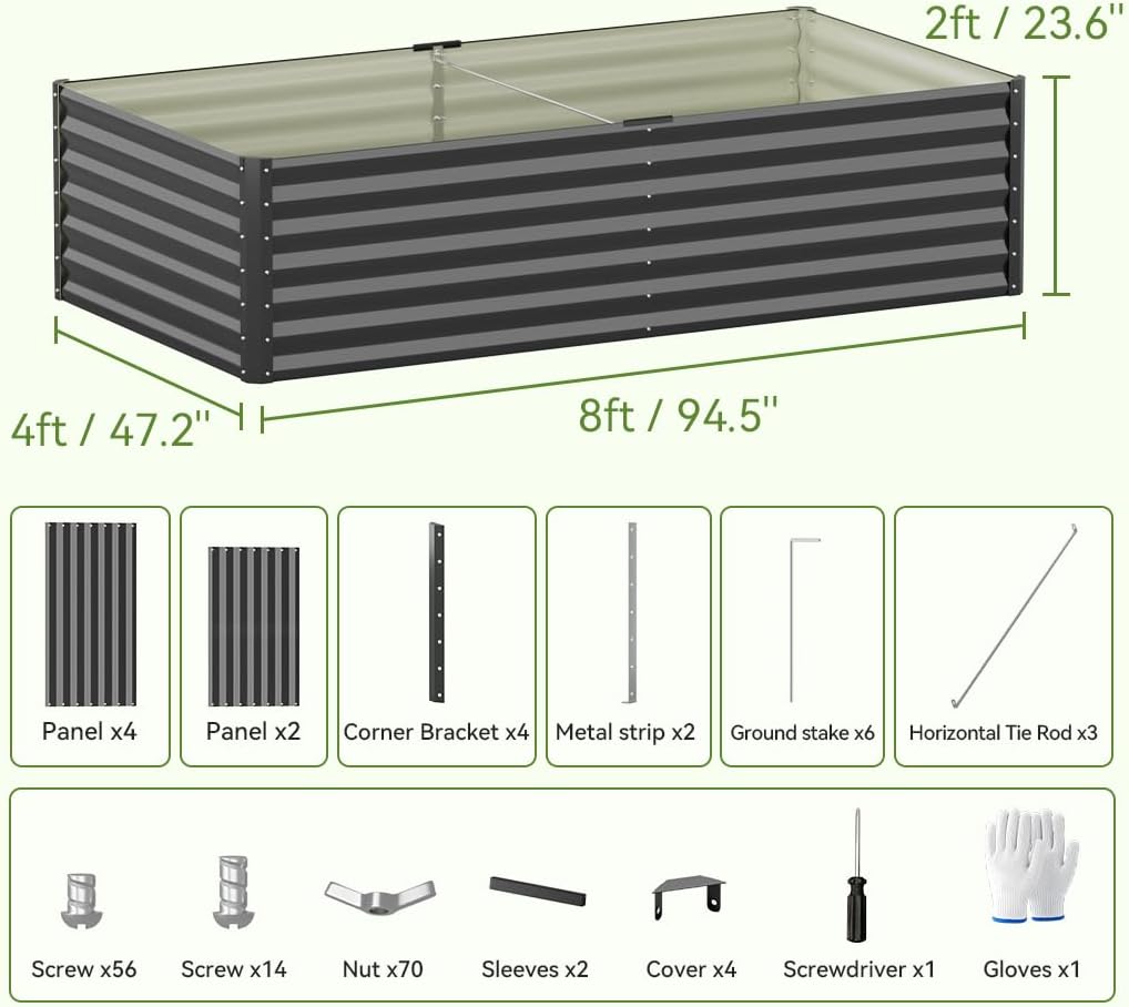 COMHOMA Metal Raised Garden Bed with Gloves Tools OT-GD02