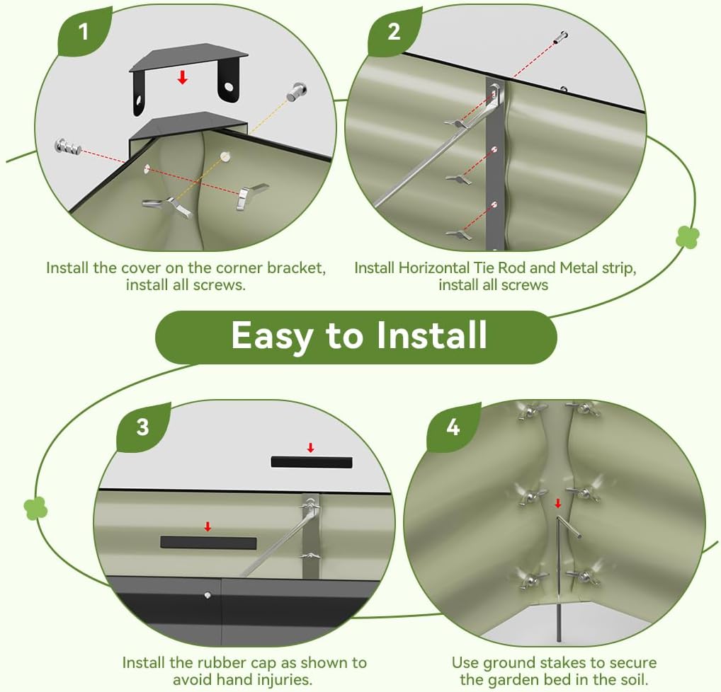 COMHOMA Metal Raised Garden Bed with Gloves Tools OT-GD02