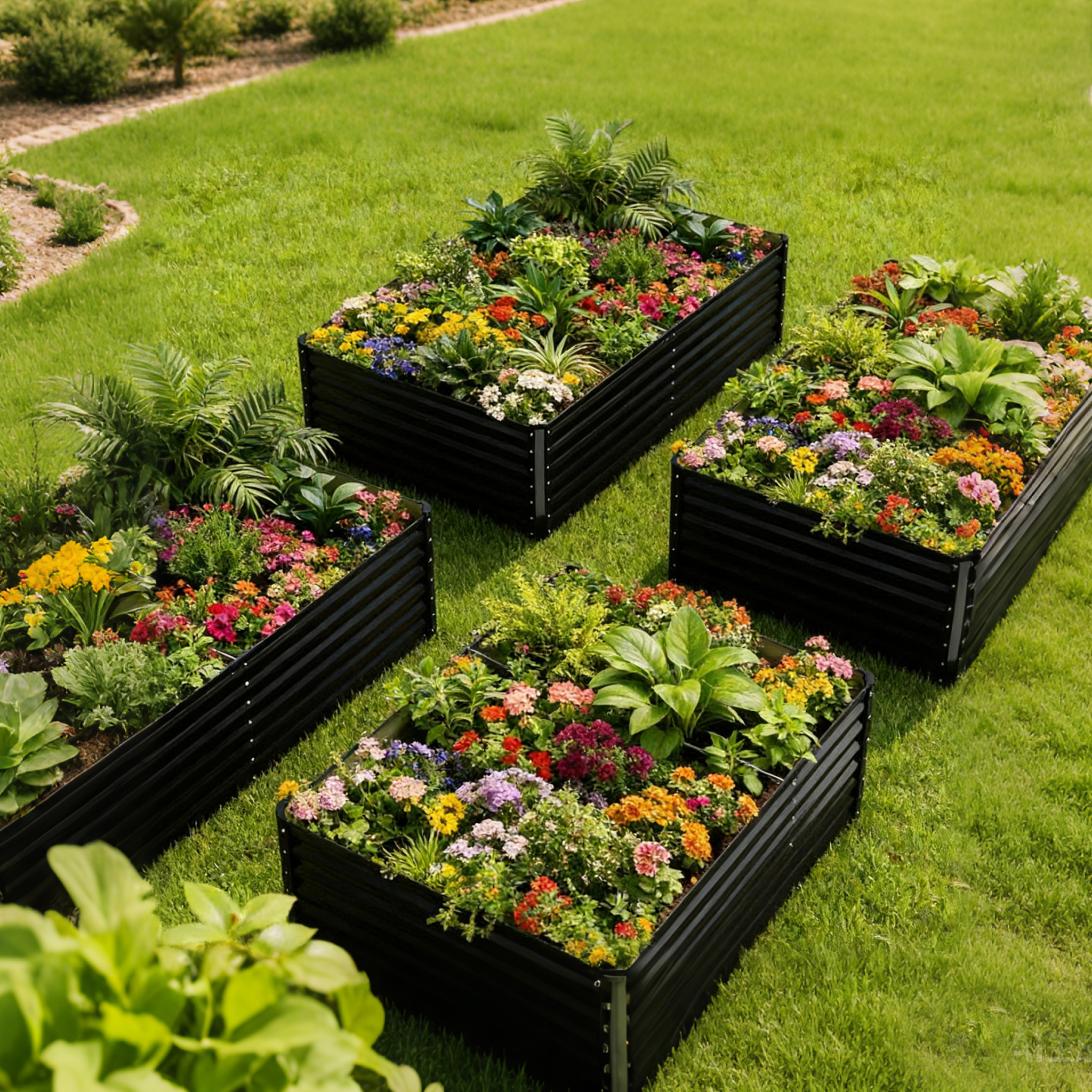 Metal Raised Garden Bed with Gloves Tools OT-GD02