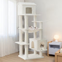 Beige Multi-Level Cat Tree with Unique Cat House, Hammock, Scratching Posts - Plush Cat Tower for Indoor Cats, Ideal for Multiple Cats 64in