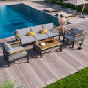 4 Pieces Outdoor Sectional Sofa Set 5-person Patio Seating Group  Outdoor Conversation Set with Cushions and a Coffee Table for Patios, Gardens, or Balcony, Grey