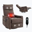 Heat Massage Manual Recliner Chair with Rocker and Swivel in Fabric for Living Room, Brown