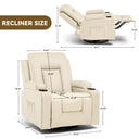 COMHOMA PU Massage Recliner with Swivel, Heat & Cup Holders H7134