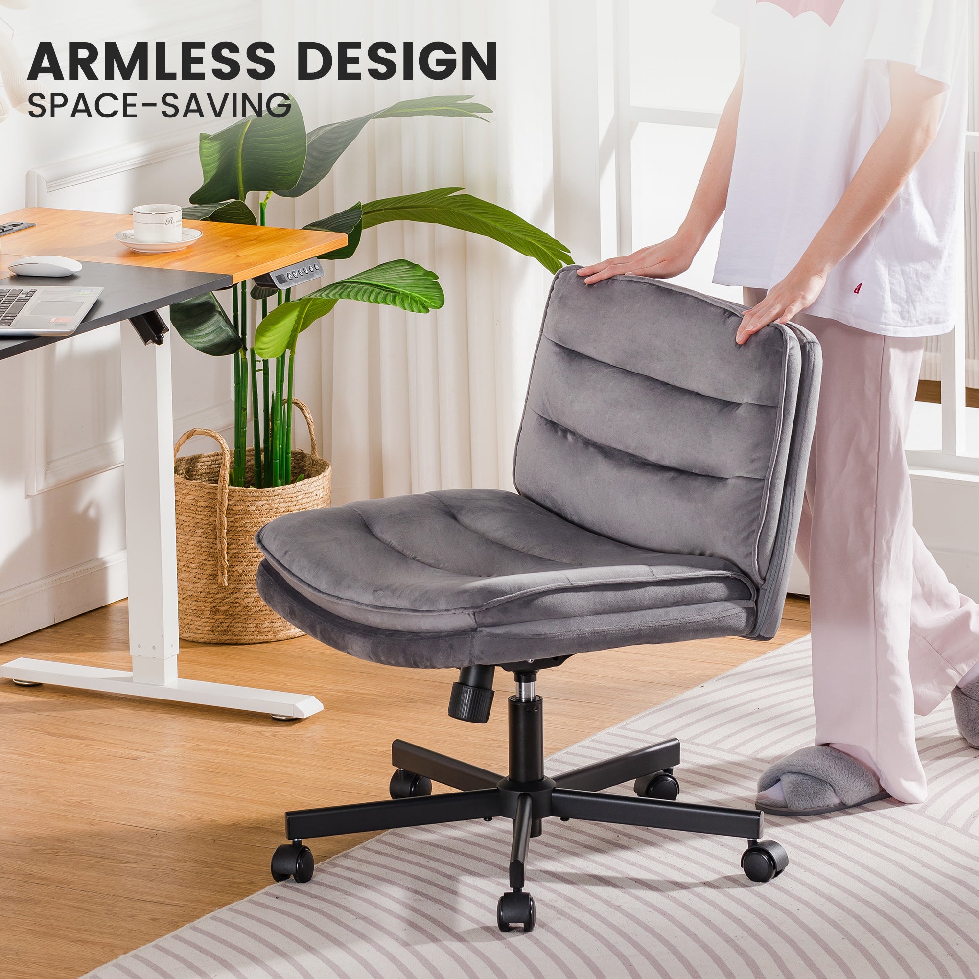 COMHOMA Armless Adjustable Criss Cross Vanity Computer Chair CH310
