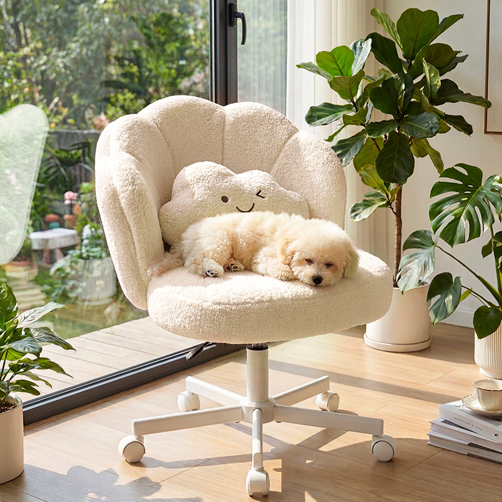 COMHOMA Petal Cute Vanity Chair, Height Adjustable CH718