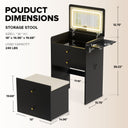LUCKLIFE Small Makeup Vanity Desk with Mirror and Lights, Small 3 in 1 Vanity Table with Visible Glass Top, Flip Top & 3 Drawers B500