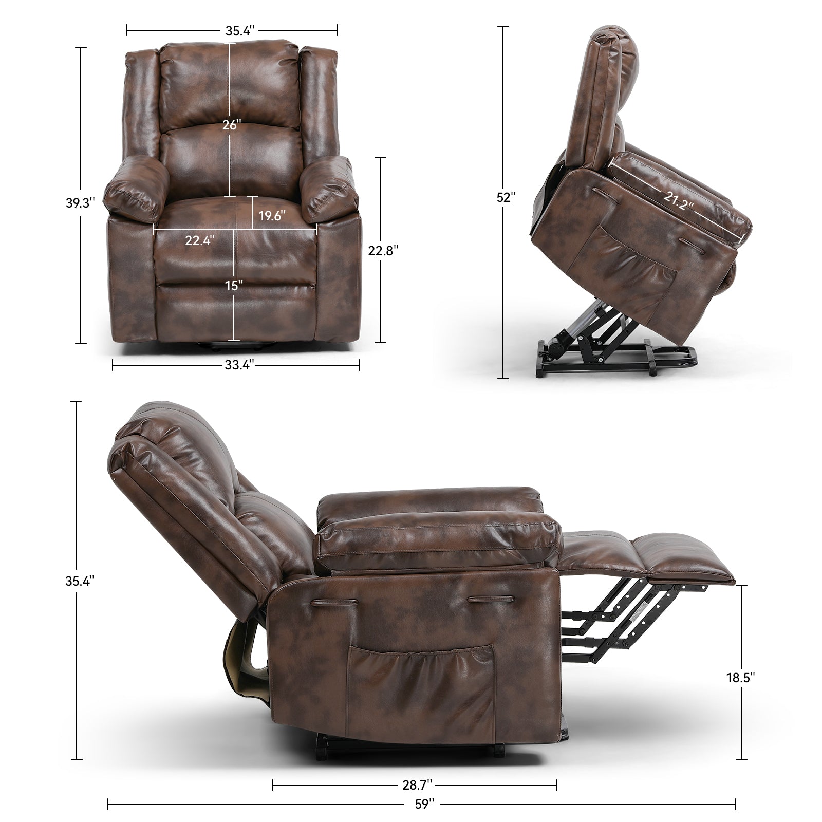 COMHOMA PU Power Lift Recliner with Massage & Heat H7135