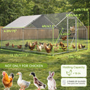 COMHOMA Large Metal Chicken Coop with Waterproof Roof & Lockable Door OT-GD06