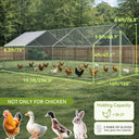 COMHOMA Large Metal Chicken Coop with Waterproof Roof & Lockable Door OT-GD06