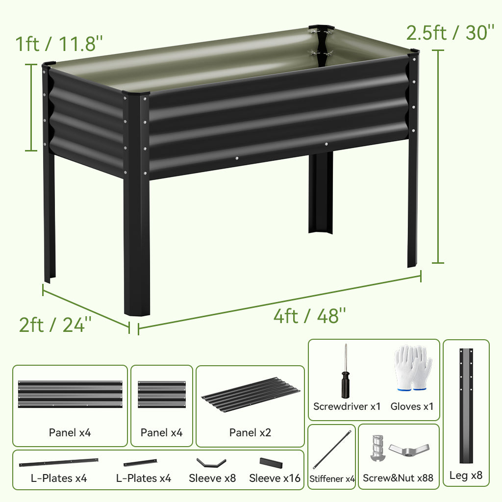 Metal Raised Garden Bed with Gloves Tools OT-GD02