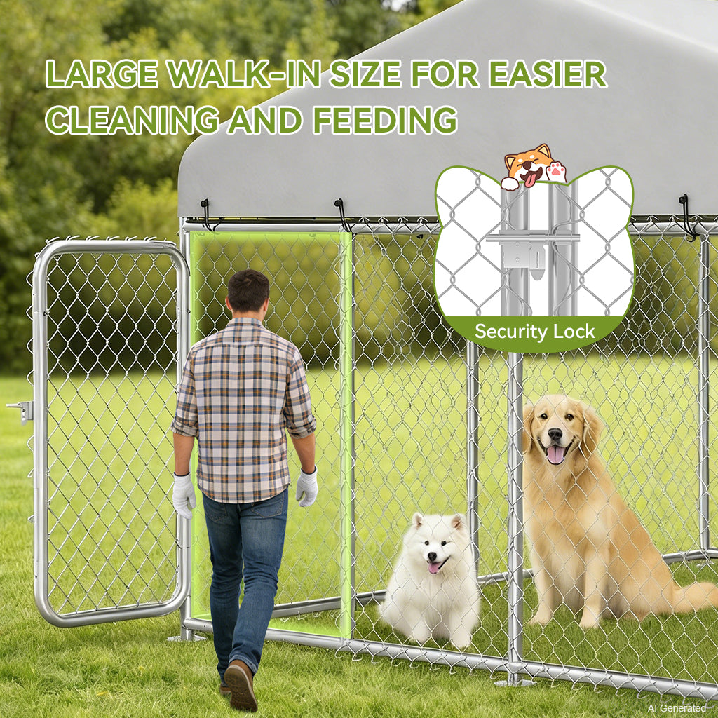 [SUMMER CLEARANCE] 7.5'x7.5'/11'*15' COMHOMA® Outdoor Dog Kennel with All Weather Resistant Roof OT-GD05-2