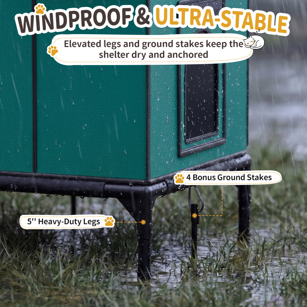 LUCKLIFE® Extra Large Heated Cat House for Outside, 100% Weatherproof, 27.9"W x 16.5"D x 32.7"H, PET07