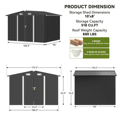 COMHOMA Outdoor Metal Storage Shed B106